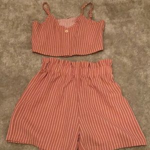 SHEIN girls pink crop top and shorts size 10